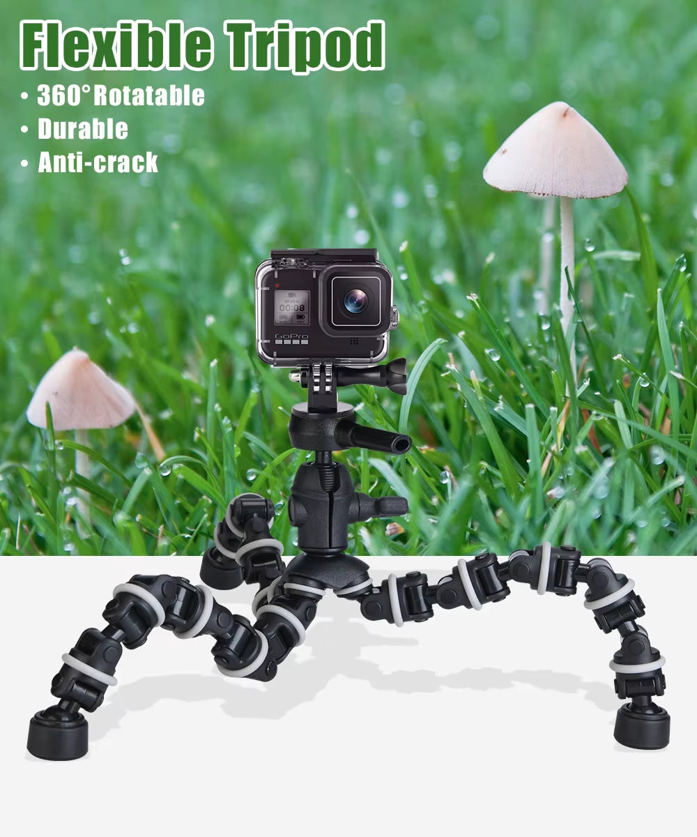 Tripod for Phone with Mobile Phone Holder Gopro Mount, Mini Flexible Desk Tripod with Remote for Smartphone/Camera/Tablet