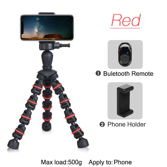Tripod for Phone with Mobile Phone Holder Gopro Mount, Mini Flexible Desk Tripod with Remote for Smartphone/Camera/Tablet
