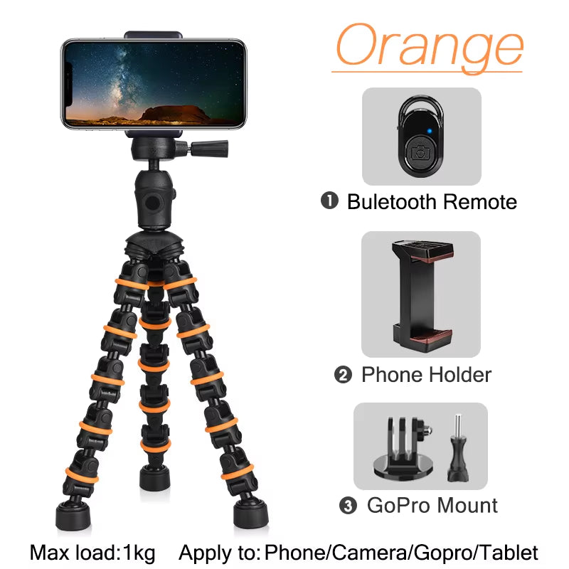Tripod for Phone with Mobile Phone Holder Gopro Mount, Mini Flexible Desk Tripod with Remote for Smartphone/Camera/Tablet