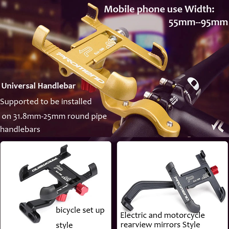 Aluminum Bike Bicycle Phone Holder Motorcycle Rearview Holder Mount 360 Degree Rotatable Handlebar for Phone GPS Phone Stand