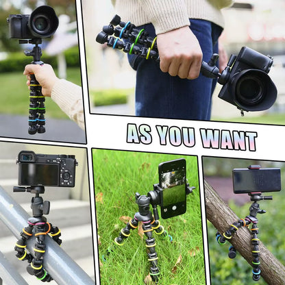 Tripod for Phone with Mobile Phone Holder Gopro Mount, Mini Flexible Desk Tripod with Remote for Smartphone/Camera/Tablet